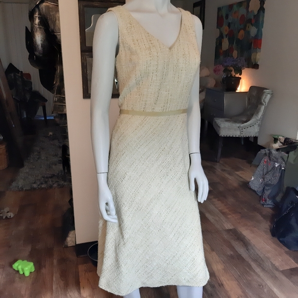 Ann Taylor Dresses & Skirts - Ann Taylor Green Sleeveless Tweed Ribbon Dress 4